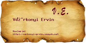 Várkonyi Ervin névjegykártya